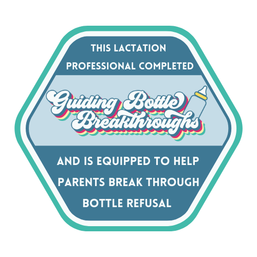 Badge indicating completion of Rachel O’Brien’s Guiding Bottle Breakthroughs course in bottle refusal and bottle aversion support